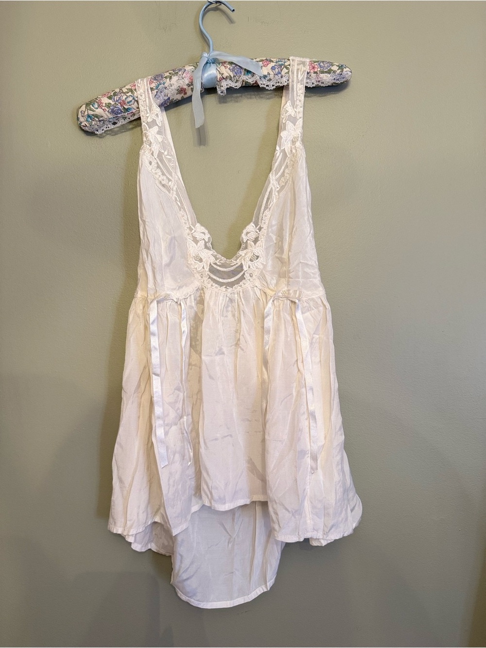 Free People Lizzy Lace Babydoll Tank - Champagne Dream Cream - Size Large - Picture 5 of 12
